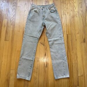 Levis 501 Jeans 24x30 Beige Light Wash Straight‎ Leg Button Fly Denim Pants